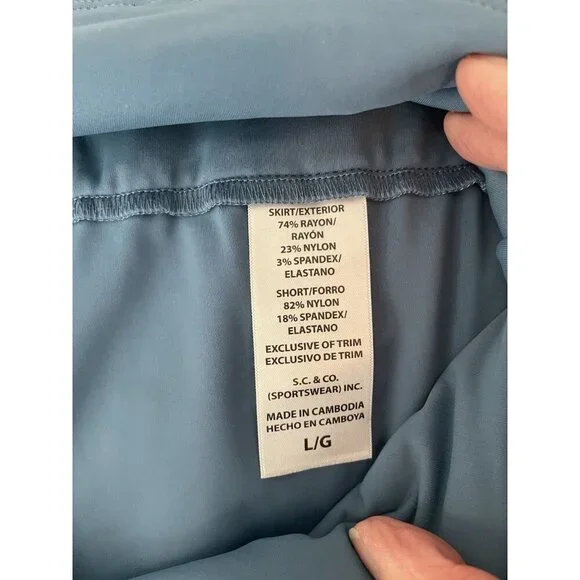 S.C. & Co Skorts Blue White with Pockets Tropical Theme Tummy Control Large - Picture 6 of 6